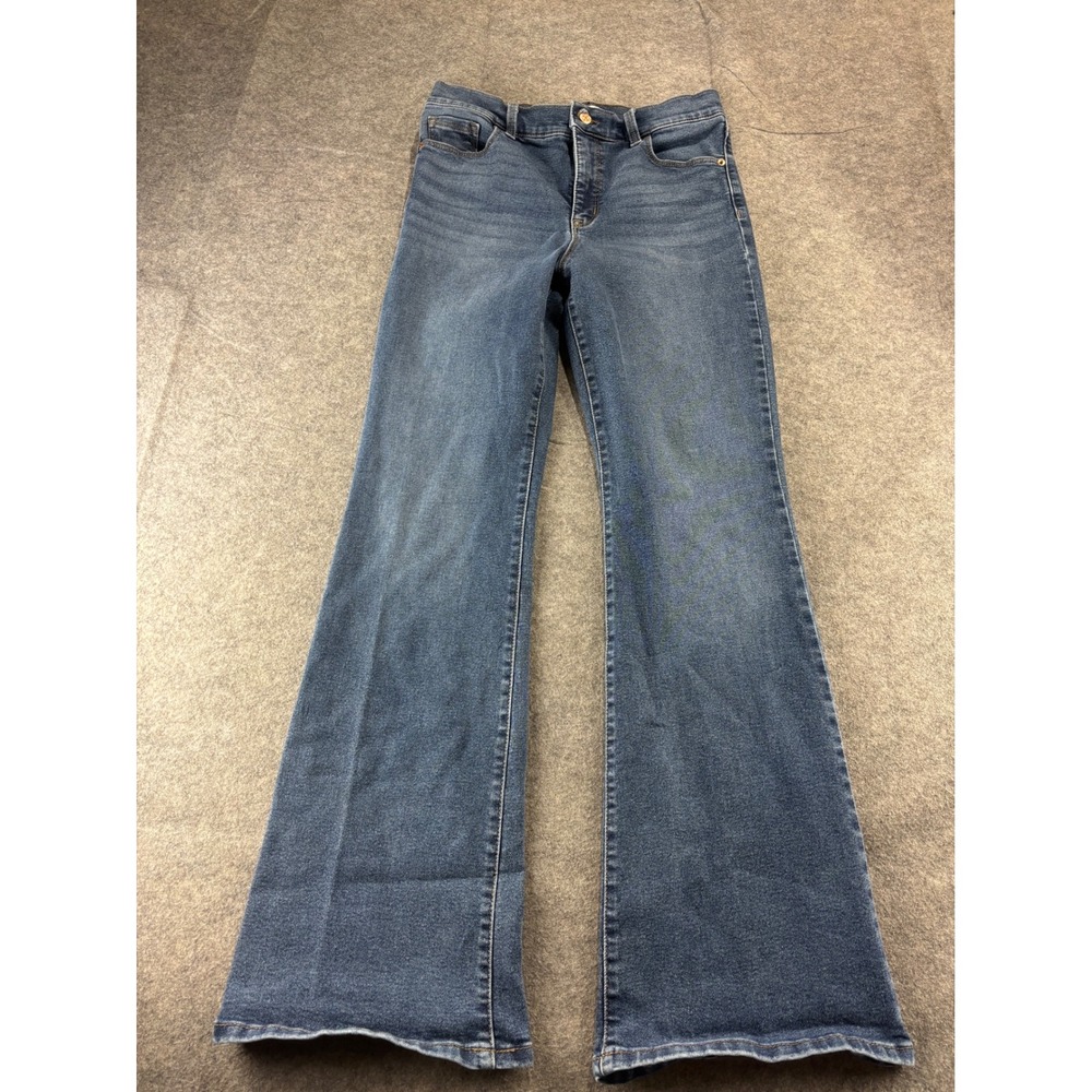 Jessica Simpson High Rise Flare Jeans Blue Denim Size 10 Stretch Bell Bottoms
